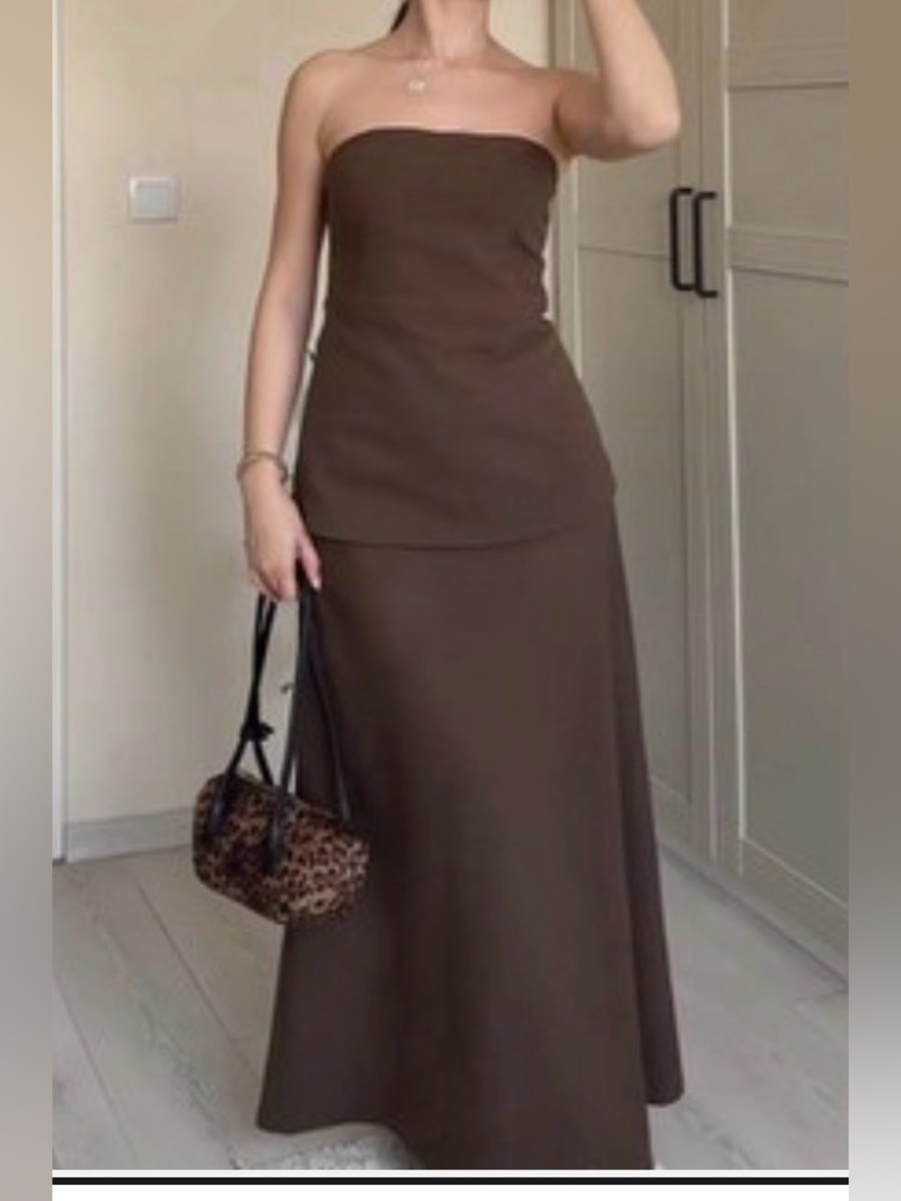 Zara Strapless Brown Maxi Dress